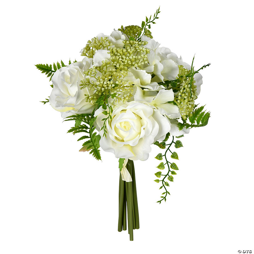 Vickerman 12'' Artificial White Rose Bouquet, Pack of 2 Image