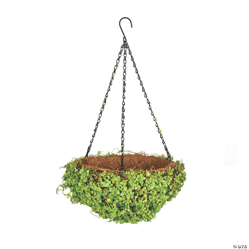 Vickerman 12" Green Mini Leaf Hanging Basket Image