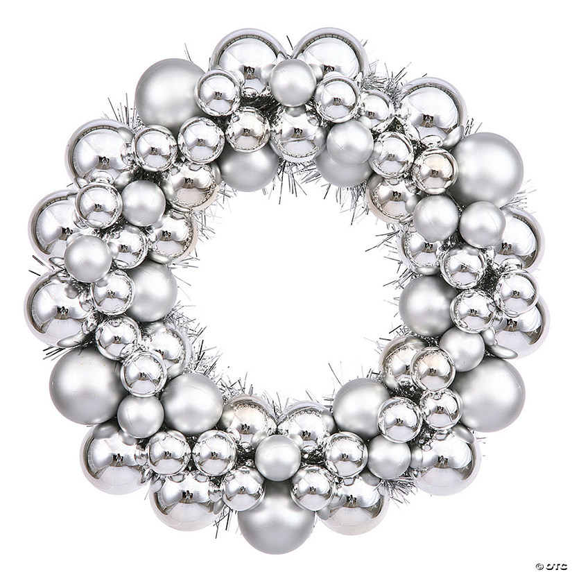 Vickerman 12" Silver Shiny and Matte Ball Wreath Image
