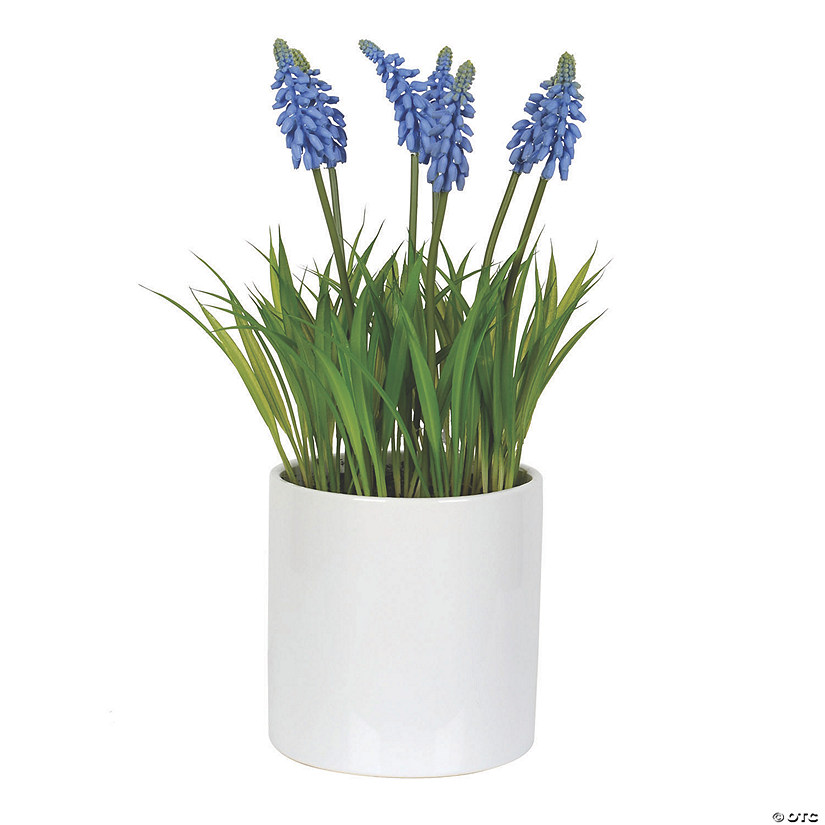 Vickerman 13.5" Artificial Purple Hyacinth Flower in Ceramic Pot Image