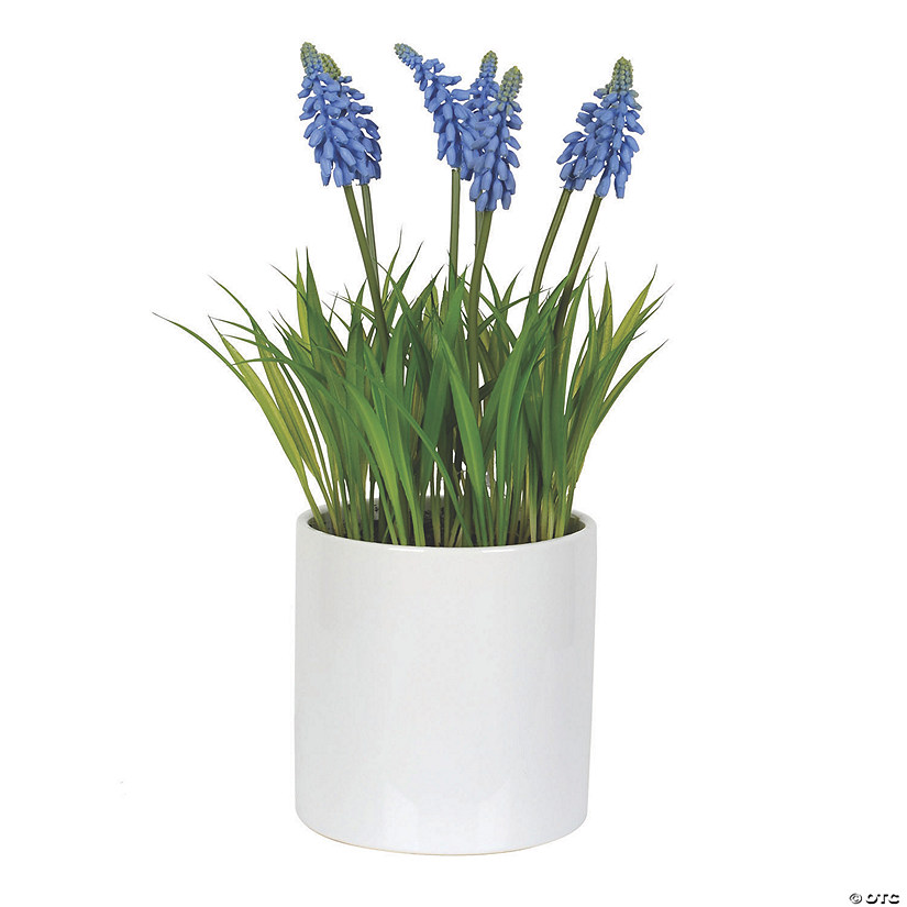 Vickerman 13.5" Artificial Purple Hyacinth Flower in Ceramic Pot Oriental Trading