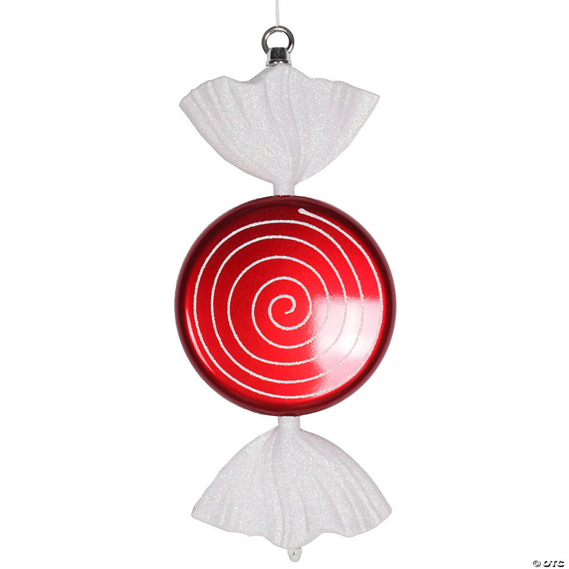 Vickerman 13" Red-White Swirl Flat Candy Christmas Ornament Image