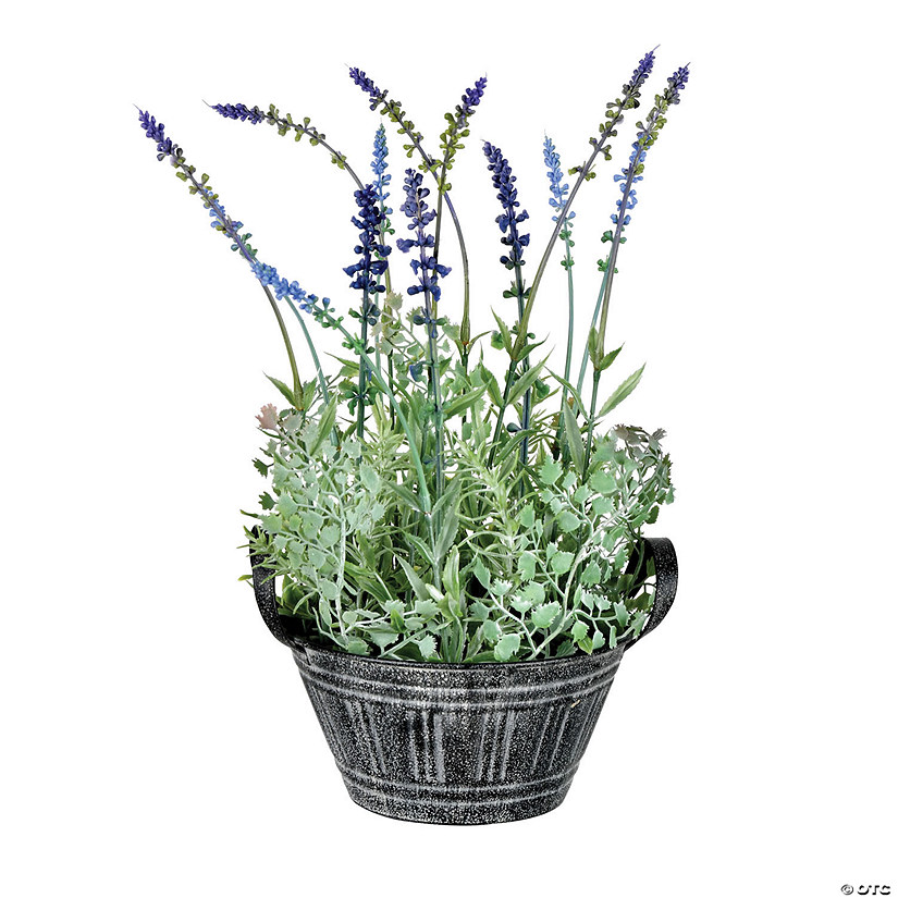 Vickerman 14.5" Artificial Lavender in Galvanized Pot Image