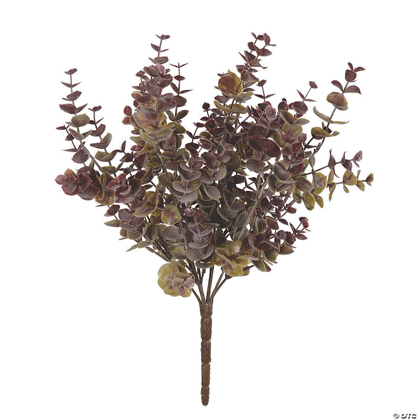 Vickerman 14" Artificial Green and Red Mini Jade Leaf Bush UV Coated, 3/pk Image