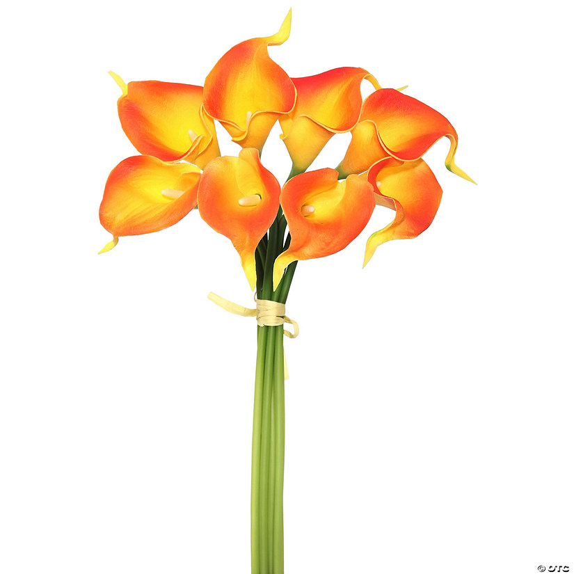 Vickerman 14'' Artificial Orange Calla Lily. Eight stems per pack Image