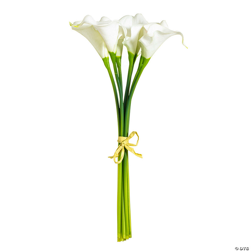 Vickerman 14'' Artificial White Calla Lily. Eight stems per pack. Image