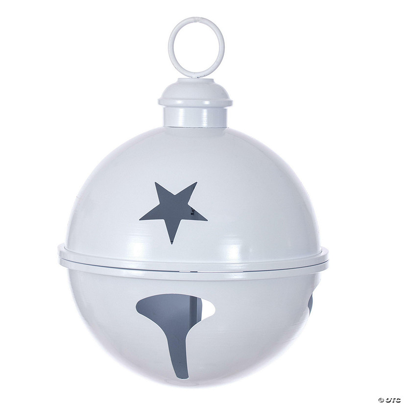 Vickerman 14" Matte White Iron Bell Ornament. Image