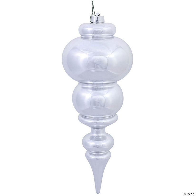 Vickerman 14" Silver Shiny Finial Ornament Image