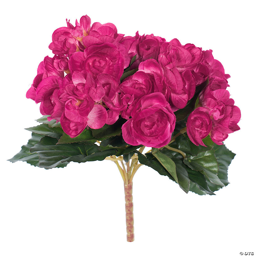 Vickerman 15" Artificial Hot Pink Polyester Begonia Bush Image