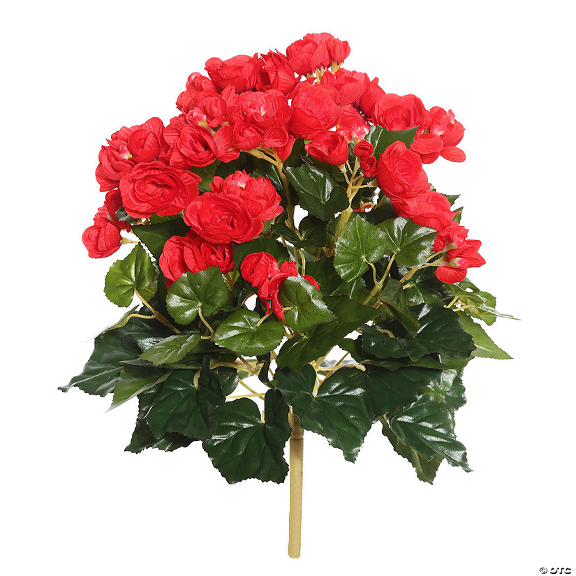 Vickerman 15" Artificial Red Polyester Begonia Bush Image