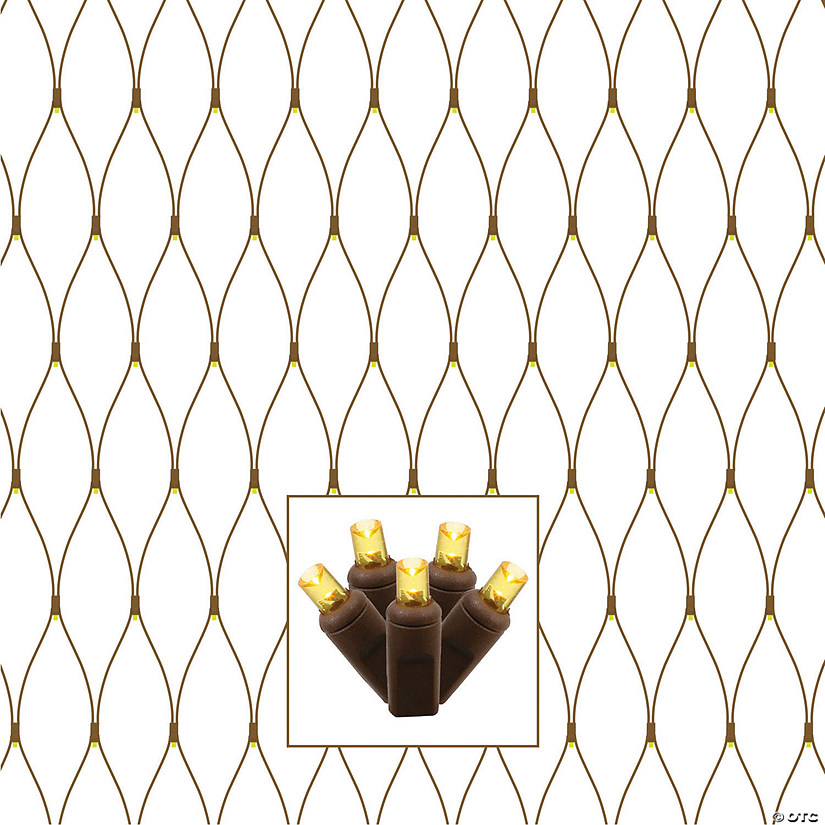 Vickerman 150 Gold Wide Angle LED Single Mold Christmas Net Light Set, Brown Wire Image