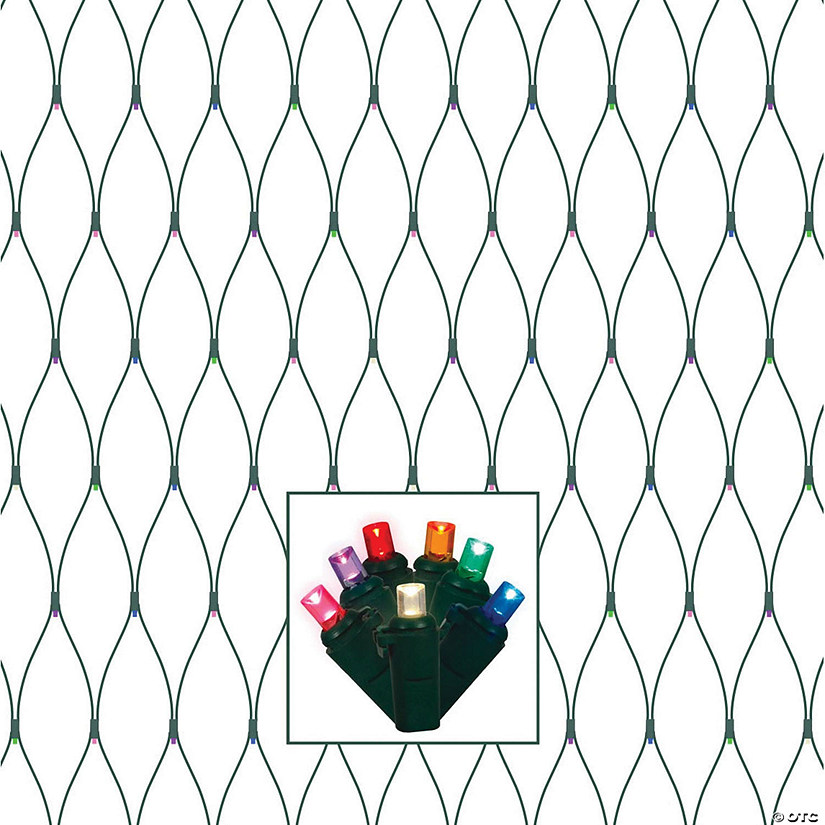 Vickerman 150 Multi-Colored Wide Angle LED Christmas Net Light Set, Green Wire Image