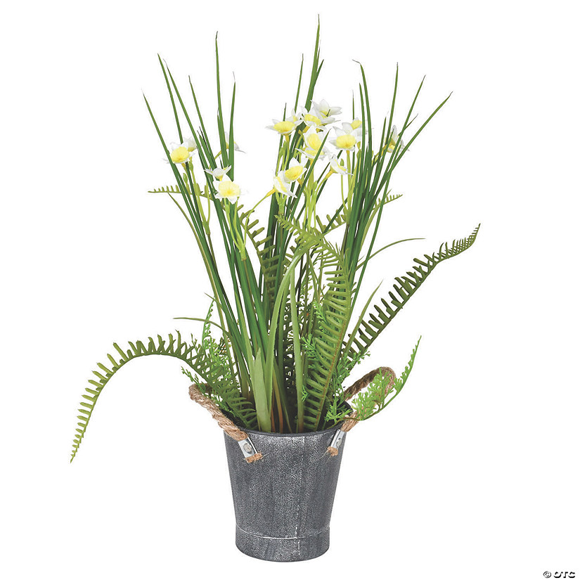 Vickerman 16.5" Daffodil in Galvanized Pot Image