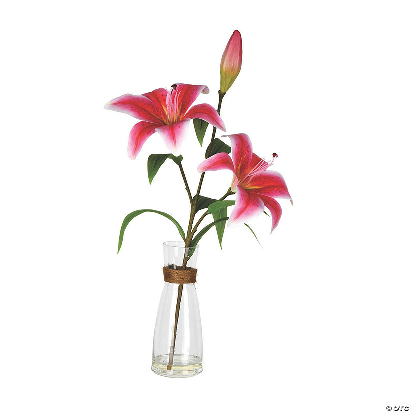 Vickerman 16.5" Pink Lily Floral Arrangement Image