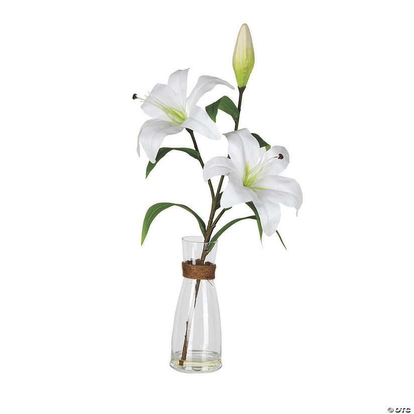 Vickerman 16.5" White Lily Floral Arrangement Image