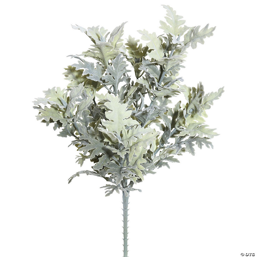 Vickerman 16" Artificial Green Flocked Dusty Miller Bush, Set of 2 Image