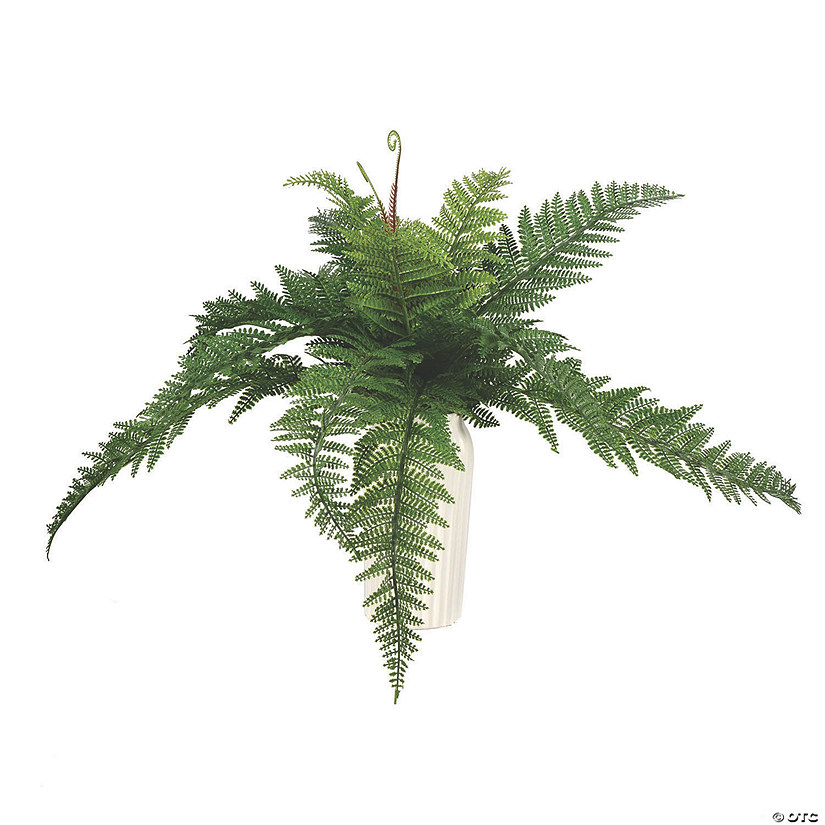 Vickerman 16" Artificial Green Leather Fern Bush with 13 Leaves - 2/pk Image