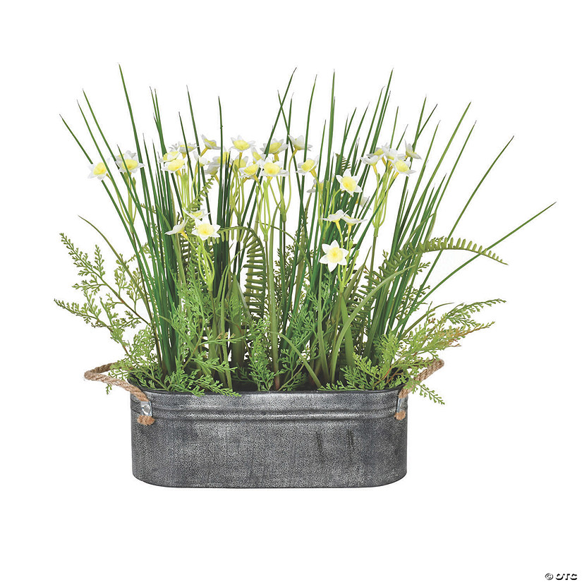 Vickerman 16" Daffodil in Galvanized Pot Image
