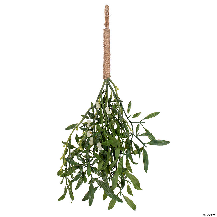 Vickerman 16" Green Artificial Mistletoe with Rope Hanger, 4 per bag. Image