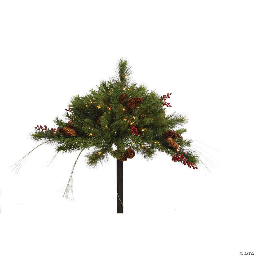 Vickerman 16" Mixed Berry and Cone Artificial Christmas Urn Filler with 100 Clear Lights Image