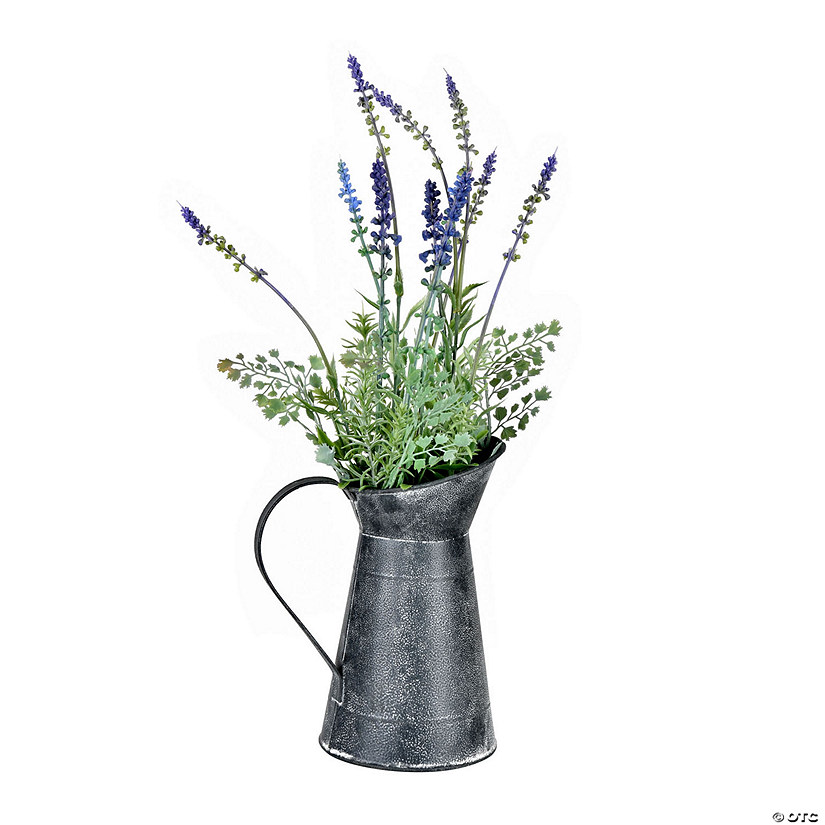 Vickerman 17.5" Artificial Lavender in Galvanized Pot Image