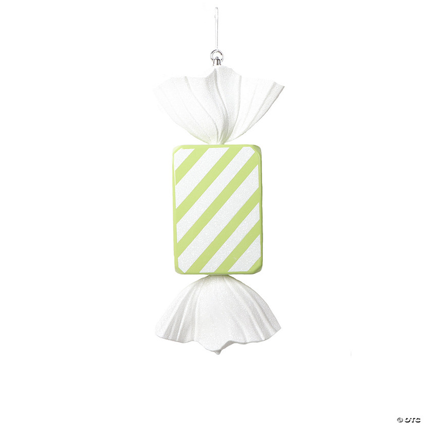 Vickerman 18.5" Green Rectangle Striped Candy Ornament. Image