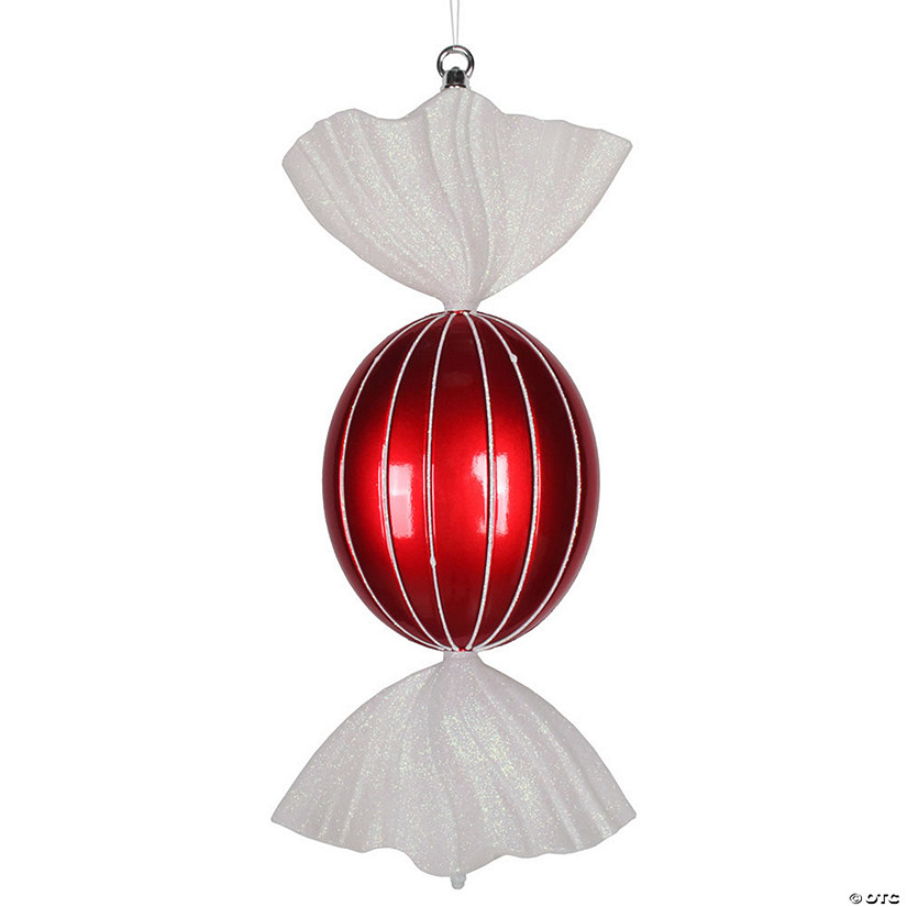 Vickerman 18.5" Red-White Oval Striped Candy Christmas Ornament Image
