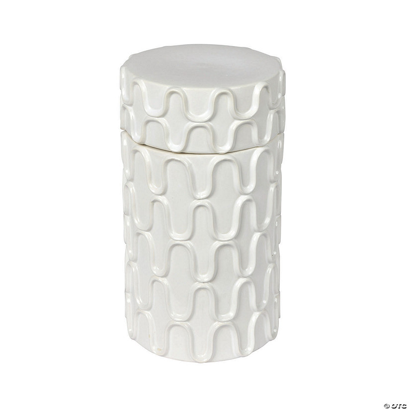 Vickerman 18.5" White Ceramic Container with Lid Image