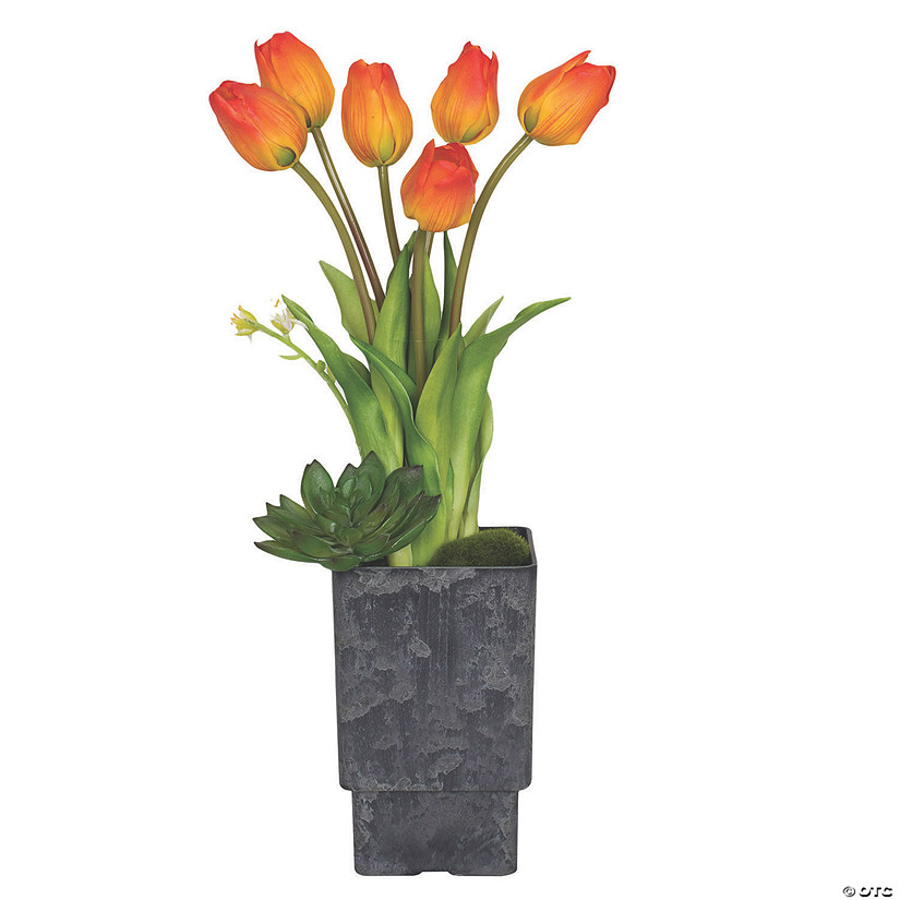 Vickerman 18" Artificial Orange Tulip Arrangment Oriental Trading
