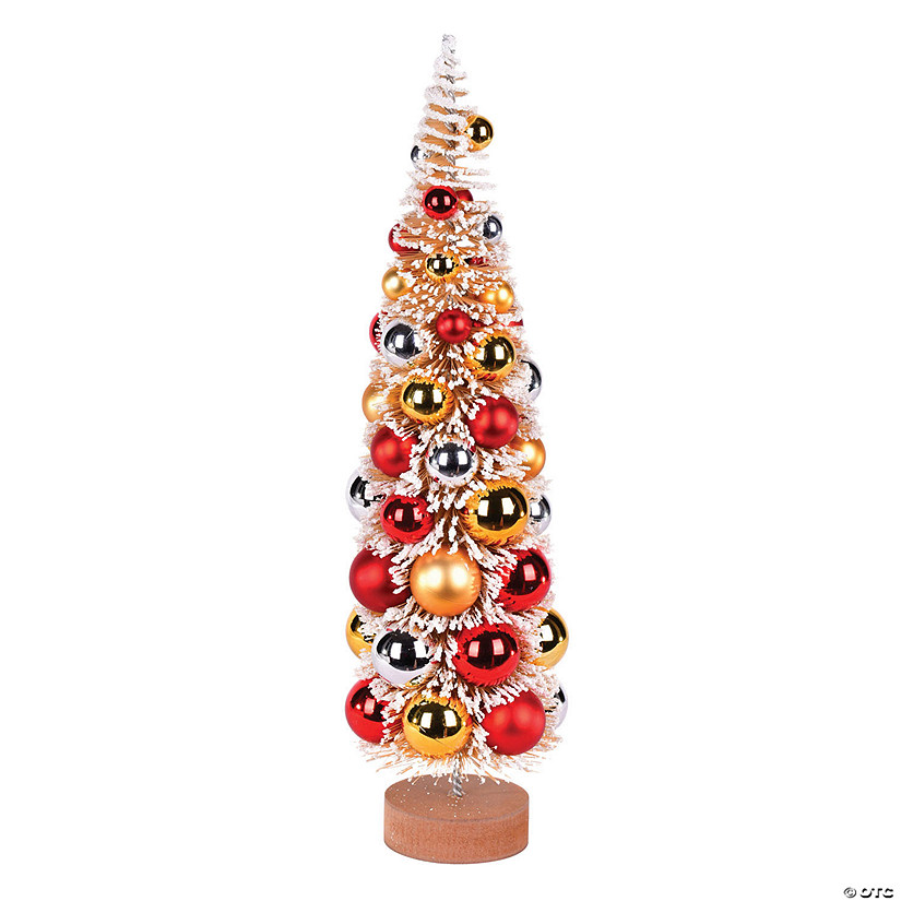 Vickerman 18" Vintage Tabletop Frosted Gold Artificial Christmas Tree, Red, Gold, Silver Ornament Image