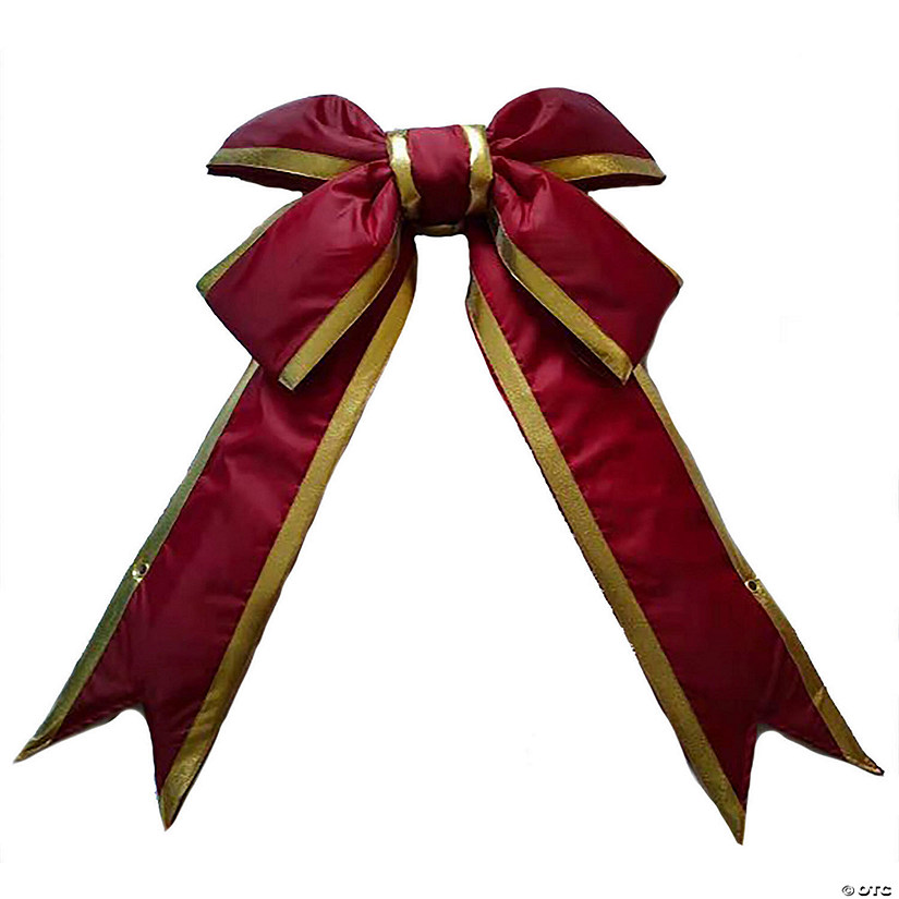 Vickerman 18" x 23" Burgundy-Gold Nylon Outdoor Structural Bow. Image