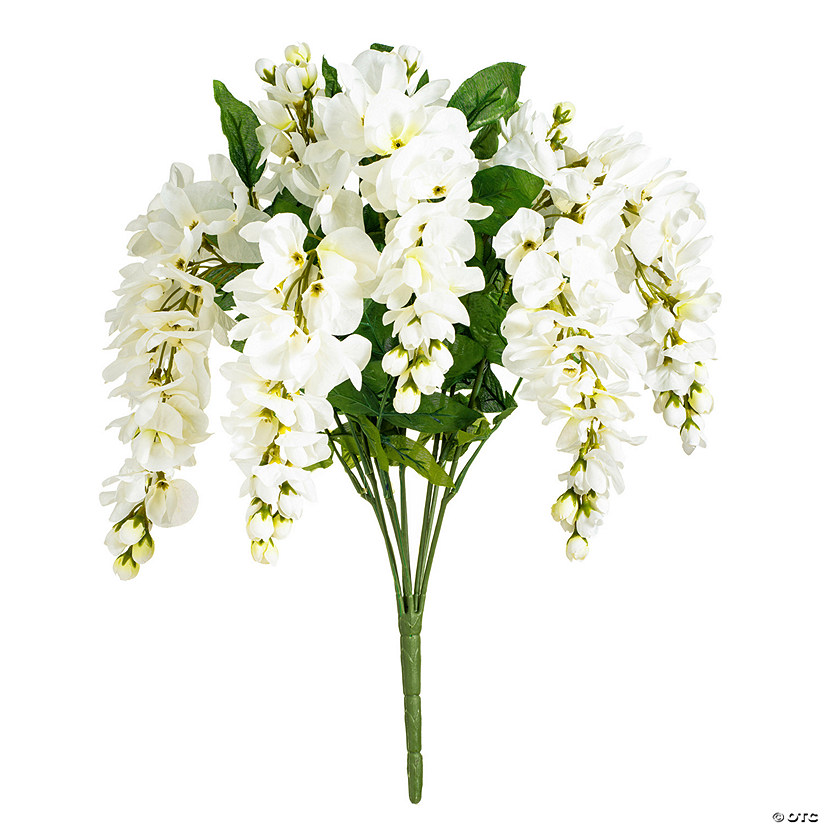 Vickerman 19 " Artificial White Wisteria Bush. Image