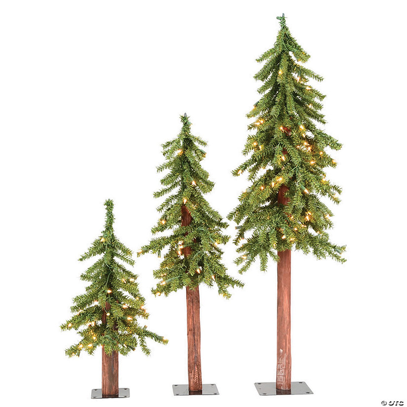 Vickerman 2' 3' 4' Natural Alpine Tree Set with Warm White Lights Image