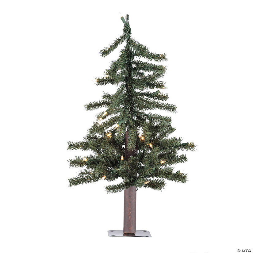 Vickerman 2' Natural Alpine Artificial Christmas Tree, Clear Incandescent Lights Image