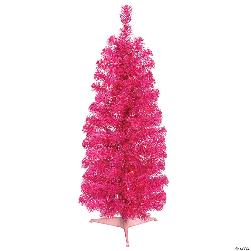 Vickerman 2' Pink Pencil Christmas Tree with Pink Lights Image