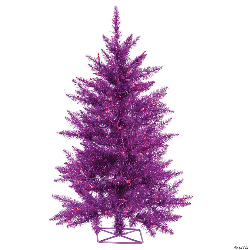 Vickerman 2' Purple Christmas Tree with Purple Lights Image
