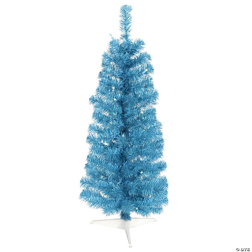 Vickerman 2' Sky Blue Pencil Christmas Tree with Blue LED Lights Image