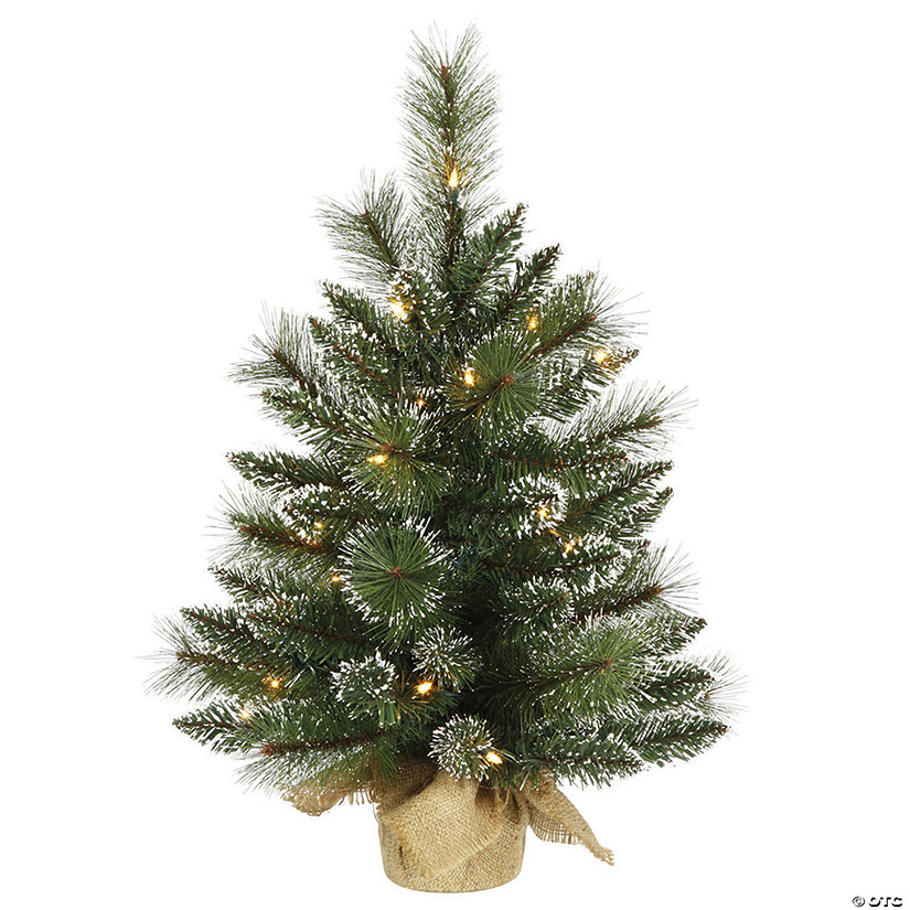 Vickerman 2' Snow Tipped Mixed Pine and Berry Christmas Tree with Clear Lights Image