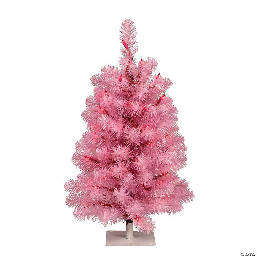 Vickerman 2' x 15" Pink Pine Tree with Pink Lights Image