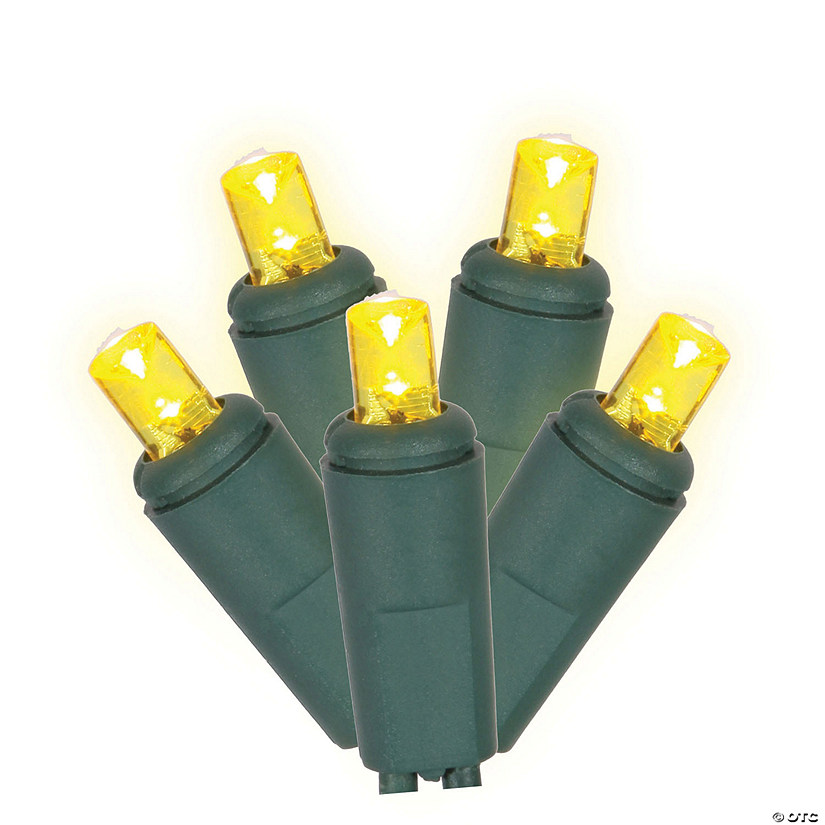 Vickerman 200 Christmas Lights LED Yellow with Green Wire Wide Angle Set - 6" Spacing, 100' Long Image