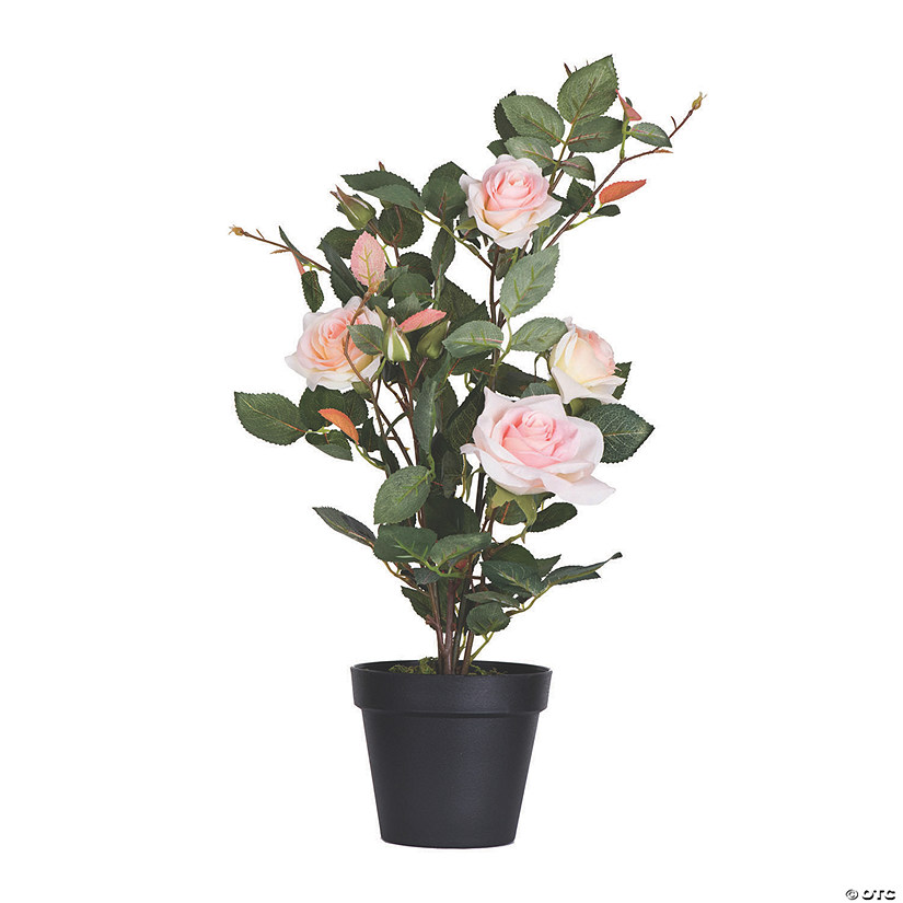 Vickerman 21" Artificial Pink Rose Plant in Pot