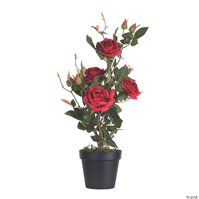Vickerman 21" Artificial Red Rose Plant in Pot Image