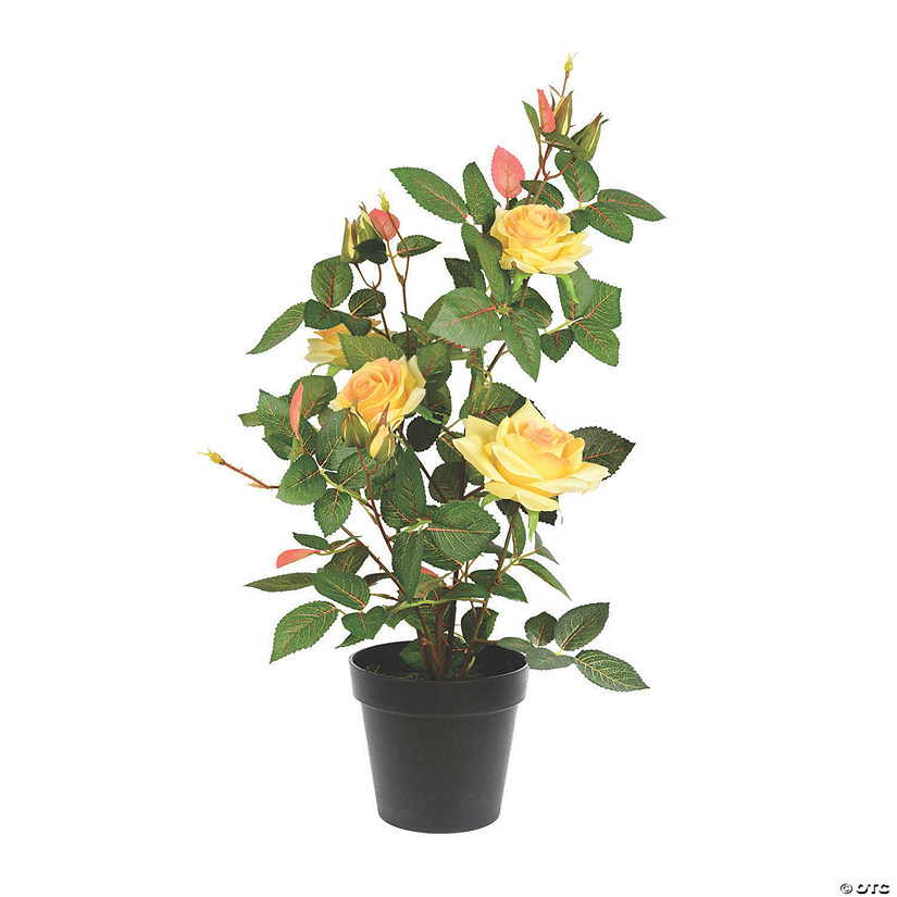 Vickerman 21" Artificial Yellow Rose Plant in Pot Image