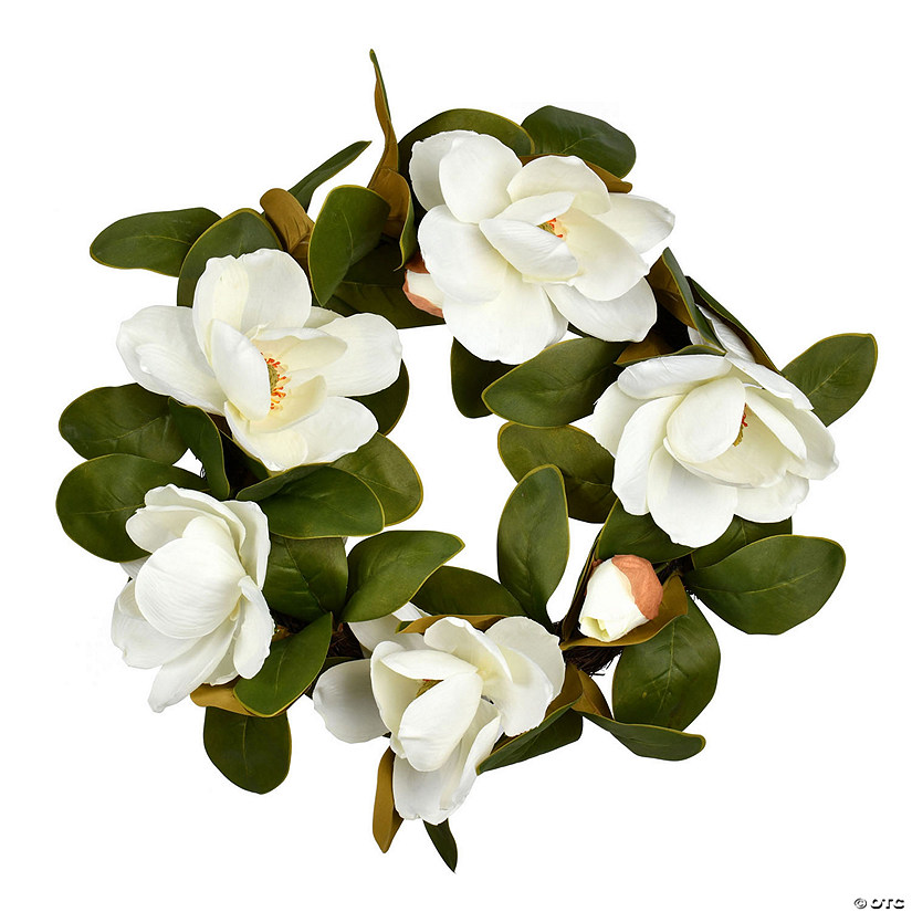 Vickerman 22" Artificial White Magnolia Wreath Image