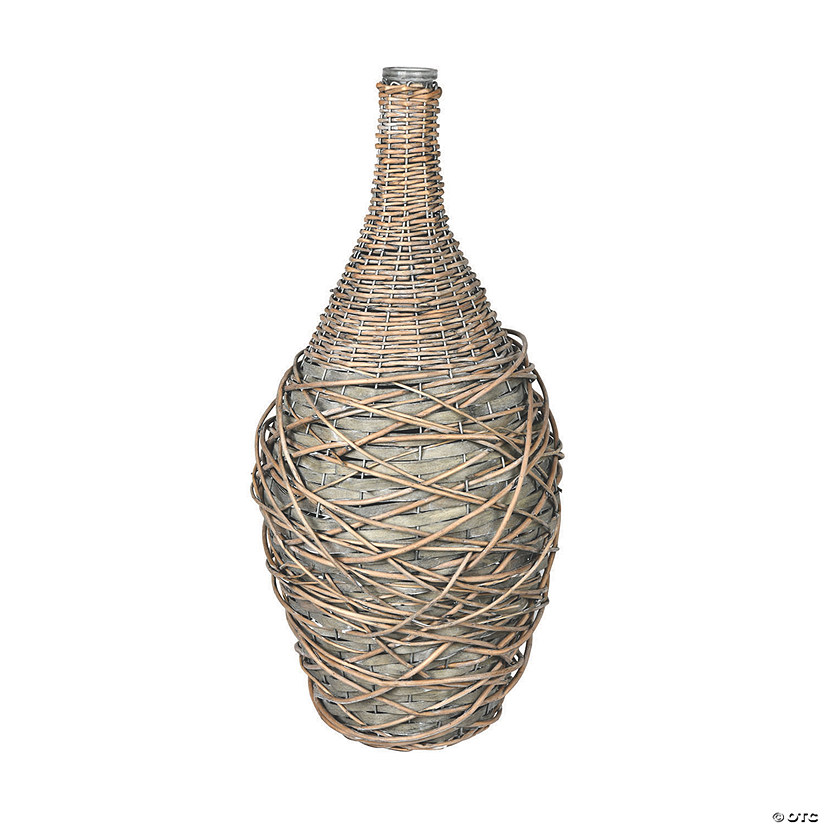 Vickerman 22" Glass Bottle in Woven Willow Sleeve Image