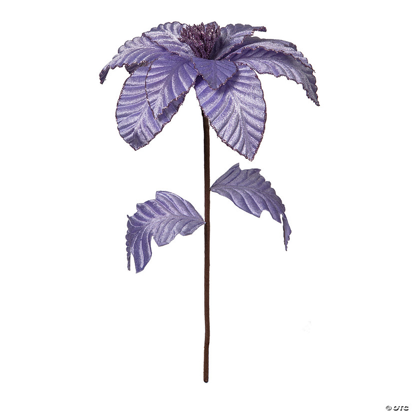 Vickerman 22" Lavender Velvet Glitter Trim Poinsettia, 6 per bag. Image