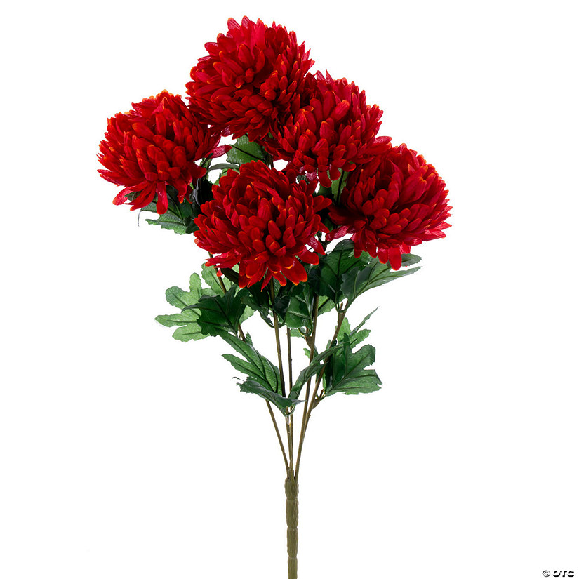 Vickerman 23" Artificial Crimson Red Mum Bush Image