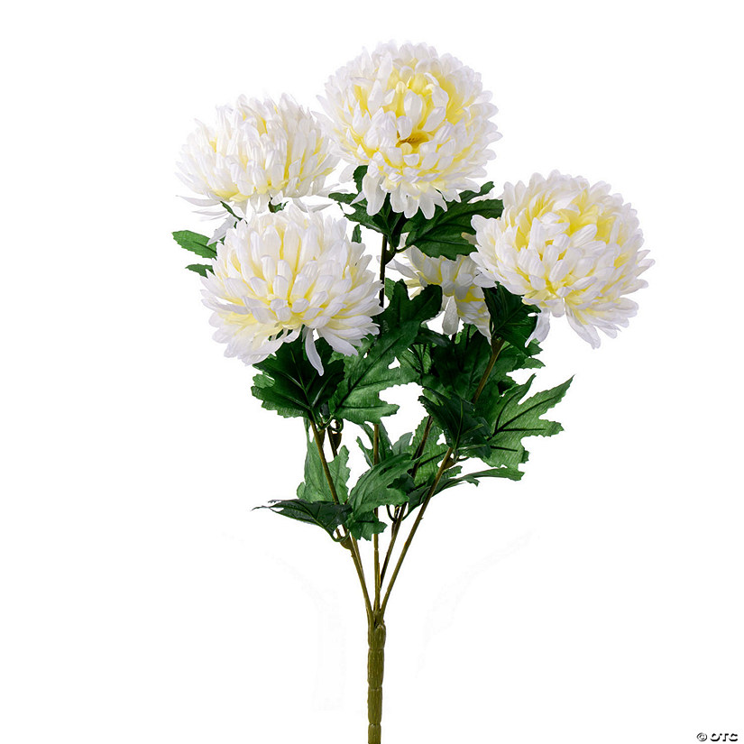 Vickerman 23" Artificial White Yellow Mum Bush Image