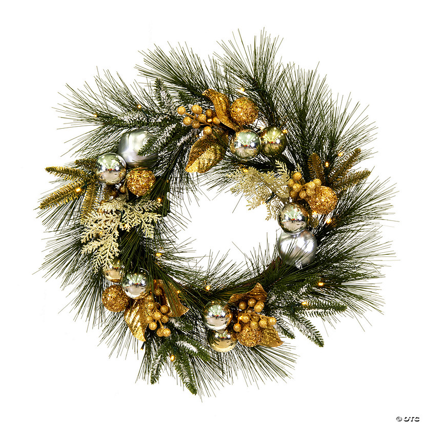Vickerman 24" Artificial Christmas Wreath, Battery Operated Warm White Lights Image