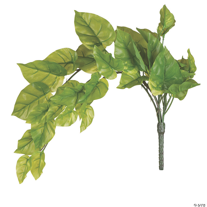 Vickerman 24" Artificial Green Pothos Leaf Bush Vine - 2/pk Image